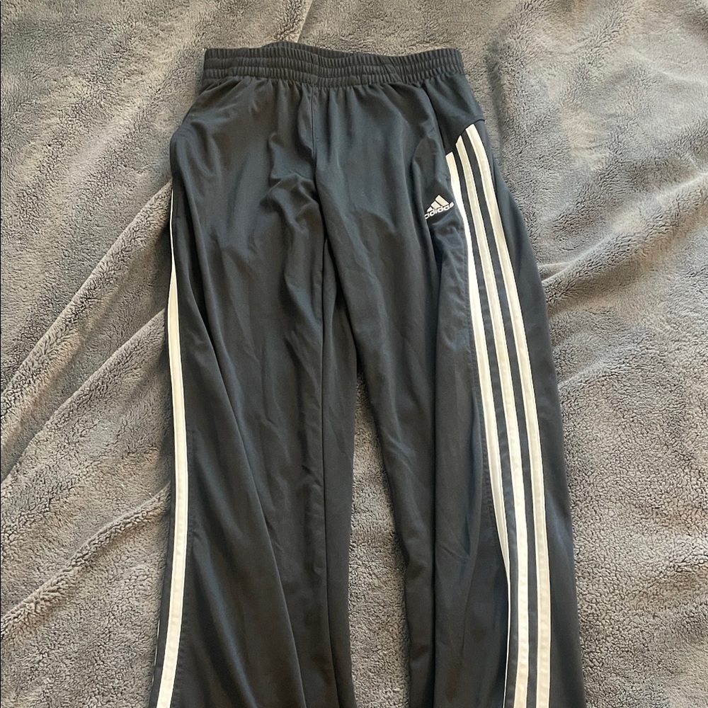 Adidas Kids Black Joggers with White Stripes